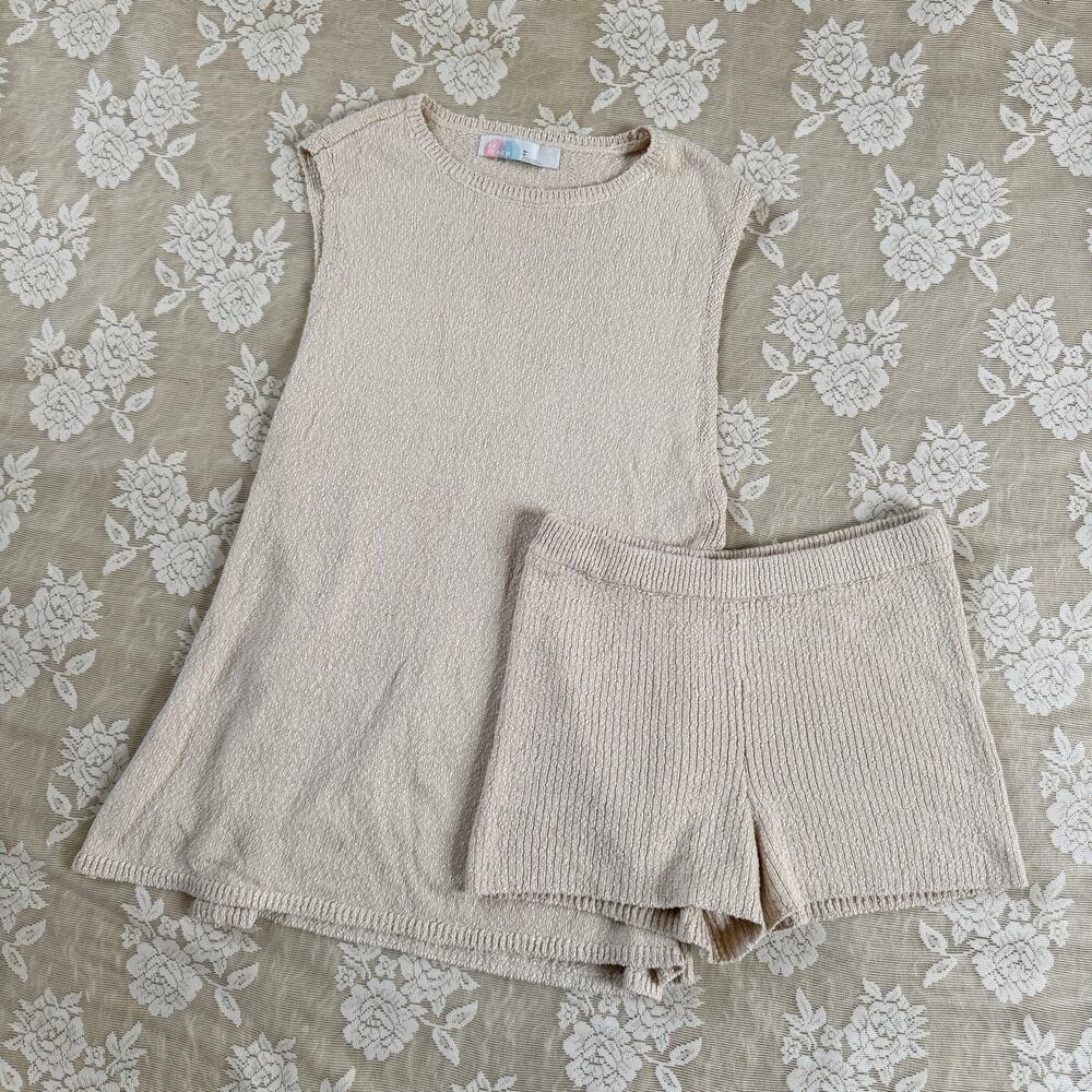 Free People FP Beach Cream Knit Two Piece Set Size M